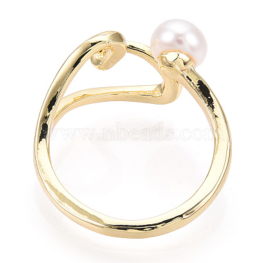 Brass Hollow Heart Open Cuff Rings with Natural Pearl(PEAR-N020-05L)-3