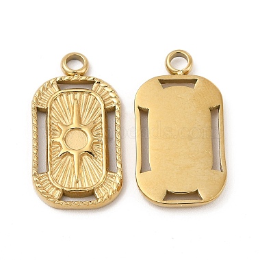 Real 14K Gold Plated Rectangle 304 Stainless Steel Pendants