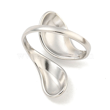 Non-Tarnish Teardrop 304 Stainless Steel Open Cuff Finger Rings for Women(X-RJEW-P114-03P)-3