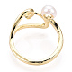 Brass Hollow Heart Open Cuff Rings with Natural Pearl(PEAR-N020-05L)-3