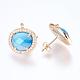 Brass Micro Pave Cubic Zirconia Stud Earring Findings(ZIRC-G116-27-A01)-2