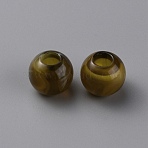 Acrylic European Beads, Imitation Shell Color, Large Hole Beads, Rondelle, Dark Olive Green, 12x9mm, Hole: 6mm(OACR-WH0028-18F)