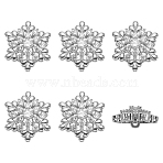 6Pcs 1-Hole Brass Pave Clear Cubic Zirconia Buttons, Flower, Platinum, 16x14x7.5mm, Hole: 1.3mm(BUTT-FG0001-54P)