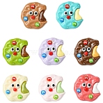 20Pcs Opaque Resin Cabochons, Funny Biscuits, Mixed Color, 25x24x9mm(RESI-YW0005-78)