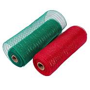 2 Rolls 2 Colors Polypropylene Fabric, Tulle Roll Spool Fabric, for Winter Christmas Wreath Decoration, Mixed Color, 25.5x0.05cm, about 10yards/roll, 1roll/color(AJEW-SZ0001-39A)