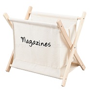 Collapsible Cloth & Wood Storage Rack, for Desktop, White, Fold: 35x32.2x3.8cm, Unfold: 28.5x32.1x22cm, Inner Size: 25.6x7.5cm(AJEW-WH0188-20)
