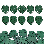 Elite 50Pcs Spray Painted Natural Wood Beads, Leaf, Dark Sea Green, 29.5x28x8mm, Hole: 3mm(WOOD-PH0002-39)