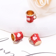 Alloy Enamel Mug Cup with Heart Miniature Ornaments, Micro Landscape Home Dollhouse Accessories, Pretending Prop Decorations, Red, 10x12mm(PW-WG9EB43-07)