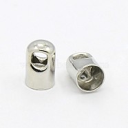 Brass Cord Ends, Nickel Free, Platinum, 8x5mm, Hole: 3mm, Inner Diameter: 4mm(EC111-6NF)