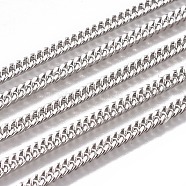 Handmade 201 Stainless Steel Curb Chains, Twisted Chains, Unwelded, Faceted, Stainless Steel Color, 5x3.5x1.8mm, Wire: 0.8mm(STAS-F229-05A-P)
