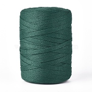 Flat Polyester Cord, Hollow Braid Cord, Dark Green, 7x1mm, about 100m/roll(OCOR-GA0001-01)