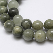 Natural Green Rutilated Quartz Beads Strands, Round,  4mm, Hole: 0.8mm, about 92pcs/Stand, 15inch(38cm)(G-P325-03-4mm)