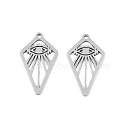 201 Stainless Steel Pendants, Kite with Eye, Stainless Steel Color, 21.5x12x1mm, Hole: 1.2mm(STAS-N091-141P)