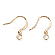 Brass Earring Hooks, with Horizontal Loop and Beads, Long-Lasting Plated, Real 18K Gold Plated, 16x15.5x2.5mm, Hole: 2.5mm, 24 Gauge, Pin: 0.5mm(KK-F824-016G)