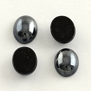 Pearlized Plated Opaque Glass Cabochons, Oval, Black, 13x10x5mm(X-PORC-S804-10x14-12)