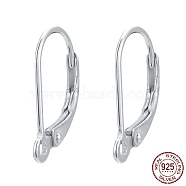 925 Sterling Silver Leverback Hoop Earrings, Silver, 16.5x10x2mm, Hole: 1mm, Pin: 0.8mm(X-STER-L054-52S)