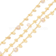 Natural Grey Agate Column Beaded Chains, with Brass Paperclip Chains and Star Charm, Soldered, with Spool, Lead Free & Cadmium Free, Golden, 2x1x0.5mm, 5x3x1mm(CHC-K012-02G-12)