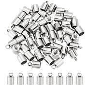 304 Stainless Steel Cord Ends, End Caps, Column, Stainless Steel Color, 10x6mm, Hole: 2mm, Inner Diameter: 5mm, 50pcs/box(STAS-UN0009-31P)