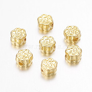 Tibetan Style Alloy Beads, Flower, Golden, Lead Free & Cadmium Free, 4.5x3mm, Hole: 1mm(X-K08PE011)