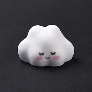 Cute Opaque Resin Cabochons, Cloud with Face Pattern, White, 21x27x17mm(RESI-L037-02I)