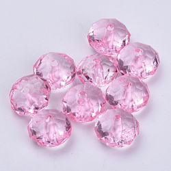 Transparent Acrylic Beads, Faceted, Rondelle, Pink, 8x5mm, Hole: 1.4mm, about 2700pcs/500g(TACR-Q258-8mm-V03)