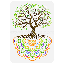 Plastic Drawing Painting Stencils Templates, for Painting on Scrapbook Fabric Tiles Floor Furniture Wood, Rectangle, Tree of Life Pattern, 29.7x21cm(DIY-WH0396-387)