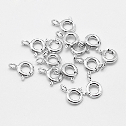 Rhodium Plated 925 Sterling Silver Spring Ring Clasps, Ring, with 925 Stamp, Platinum, 9x7x1.5mm, Hole: 1.5mm(STER-K167-076B-P)
