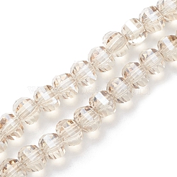Electroplate Transparent Glass Beads Strands, Faceted, Rondelle, Antique White, 8x6mm, Hole: 1.2mm, about 80pcs/strand, 19.29''(49cm)(EGLA-K015-13F)
