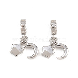 Brass European Dangle Charms, Moon Star Large Hole Pendants, Rack Plating, Long-Lasting Plated, Lead Free & Cadmium Free, Platinum, 19mm, Hole: 4mm(KK-H292-10P)