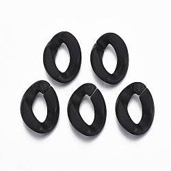 Spray Painted CCB Plastic Linking Rings, Quick Link Connectors, For Jewelry Curb Chains Making, Twist, Black, 28x20x6mm, Inner Diameter: 7x16mm(X-CCB-R104-03C-01)