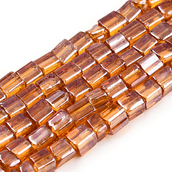 Transparent Electroplate Glass Bead Strands, AB Color Plated, Rectangle, Peru, 3~8.5x3.5~4x3.5~4mm, Hole: 1.2mm, about 96~101pcs/strand, 15.16 inch~15.55 inch(38.5~39.5cm)(GLAA-N047-08-C09)