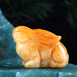 Natural Topaz Jade Home Display Decorations, 3D Rabbit, 15x38x28mm(DJEW-PW0006-06D)