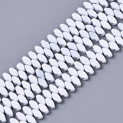 Spray Painted Non-magnetic Synthetic Hematite Multi-Strand Links, for Tile Elastic Bracelets Making, Oval, White, 5x2.5x2mm, Hole: 0.9mm, about 250~253pcs/strand, 16.54 inch(42cm)(G-R468-05-13)