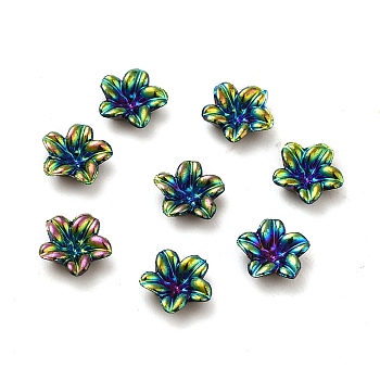 Plating Opaque Acrylic Cabochons, Flower, Colorful, 7x7x2mm