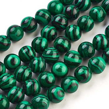 Synthetic Malachite Beads Strands, Dyed, Round, Green, Size: about 8mm in diameter, hole: 1.5mm, about 50pcs/strand, 15.5 inch