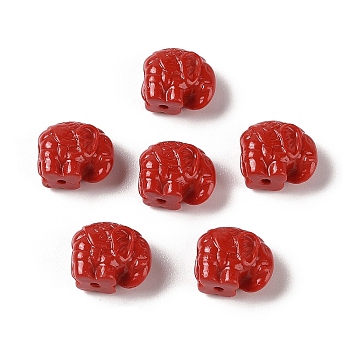 Synthetic Coral Carved Beads, Dyed, Elephant, FireBrick, 12x14.5x8mm, Hole: 1.5mm