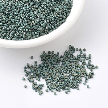 MIYUKI Delica Beads, Cylinder, Japanese Seed Beads, 11/0, (DB1847F) Duracoat Galvanized Matte Dark Sea Foam, 1.3x1.6mm, Hole: 0.8mm, about 2000pcs/10g