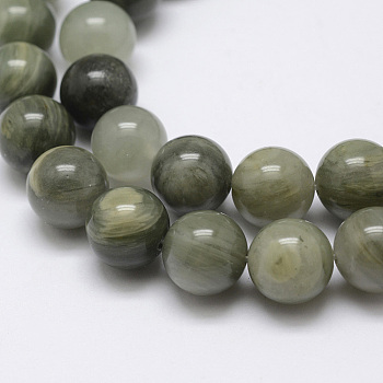 Natural Green Rutilated Quartz Beads Strands, Round,  4mm, Hole: 0.8mm, about 92pcs/Stand, 15inch(38cm)