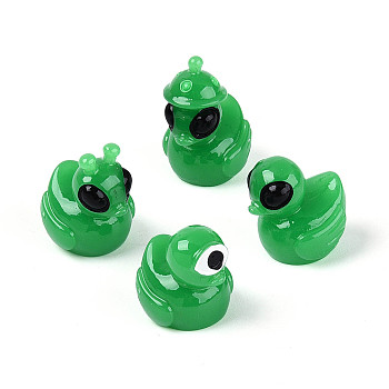 Resin Alien Duck Display Decorations, Micro Landscape Dollhouse Accessories, Pretending Prop Decorations, Lime Green, 15.5x17~24x16.5mm