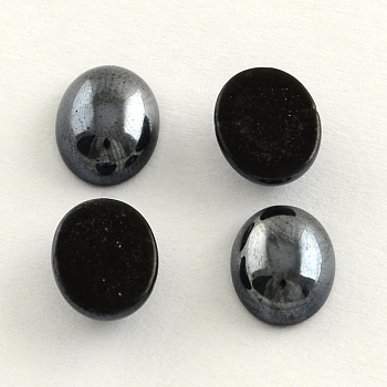 Pearlized Plated Opaque Glass Cabochons, Oval, Black, 13x10x5mm