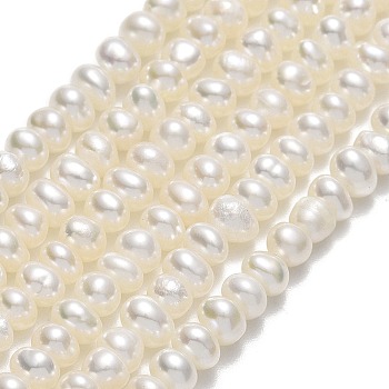 Natural Cultured Freshwater Pearl Beads Strands, Round, Linen, 3~3.5x3~3.5x2.5mm, Hole: 0.5mm, about 134~153pcs/strand, 14.17~14.29''(36~36.3cm)