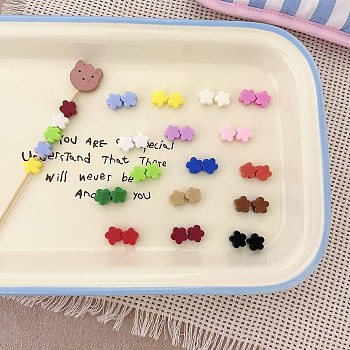 Opaque Acrylic Beads, Flower, Mixed Color, 9.8x9.6x6.2mm, Hole: 3.8mm, about 1570pcs/500g