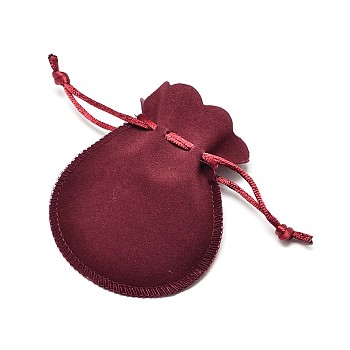 Velvet Bags Drawstring Jewelry Pouches, for Party Wedding Birthday Candy Pouches, Indian Red, 16x13cm