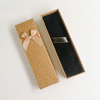 Cardboard Pen Package Boxes, Pen Gift Boxes, Rectangle with Bowknot, Sandy Brown, 16.3x4.8x3.3cm