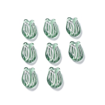 Plating Transparent Acrylic Beads, Metal Enlaced, Tulip, Dark Sea Green, 16x11.5x7mm, Hole: 2mm, about 670pcs/500g