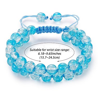 bracelet de perles tressées en verre rond étincelant(BJEW-SW00082-03)-2