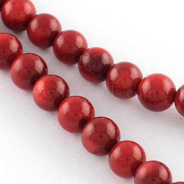 8mm DarkRed Round Red Coral Beads
