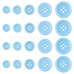 4-Hole Resin Buttons, Flat Round, Sky Blue, 11.5~25.5x2.5~3.5mm, Hole: 1.8~2.5mm(BUTT-TADJ0001-03D)