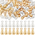 80Pcs 2 Colors Brass Pendants, 925 Sterling Silver Plated, Teardrop, Mixed Color, 8x4mm, Hole: 1mm, 40pcs/color(KK-BBC0022-61A)