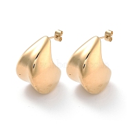 Ion Plating(IP) 304 Stainless Steel Stud Earrings, Jewelry for Women, Teardrop, Golden, 25x16mm(EJEW-K281-06G)